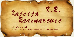 Kajsija Radinarević vizit kartica
